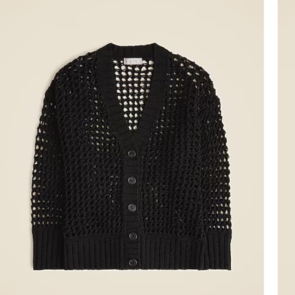 J. Crew Black Open-Knit Cardigan